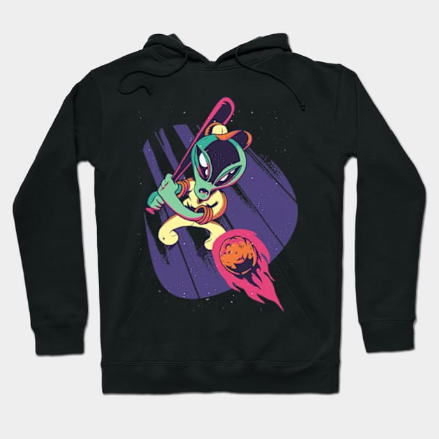 Baseball Lover Alien Batter Hoodie by credittee